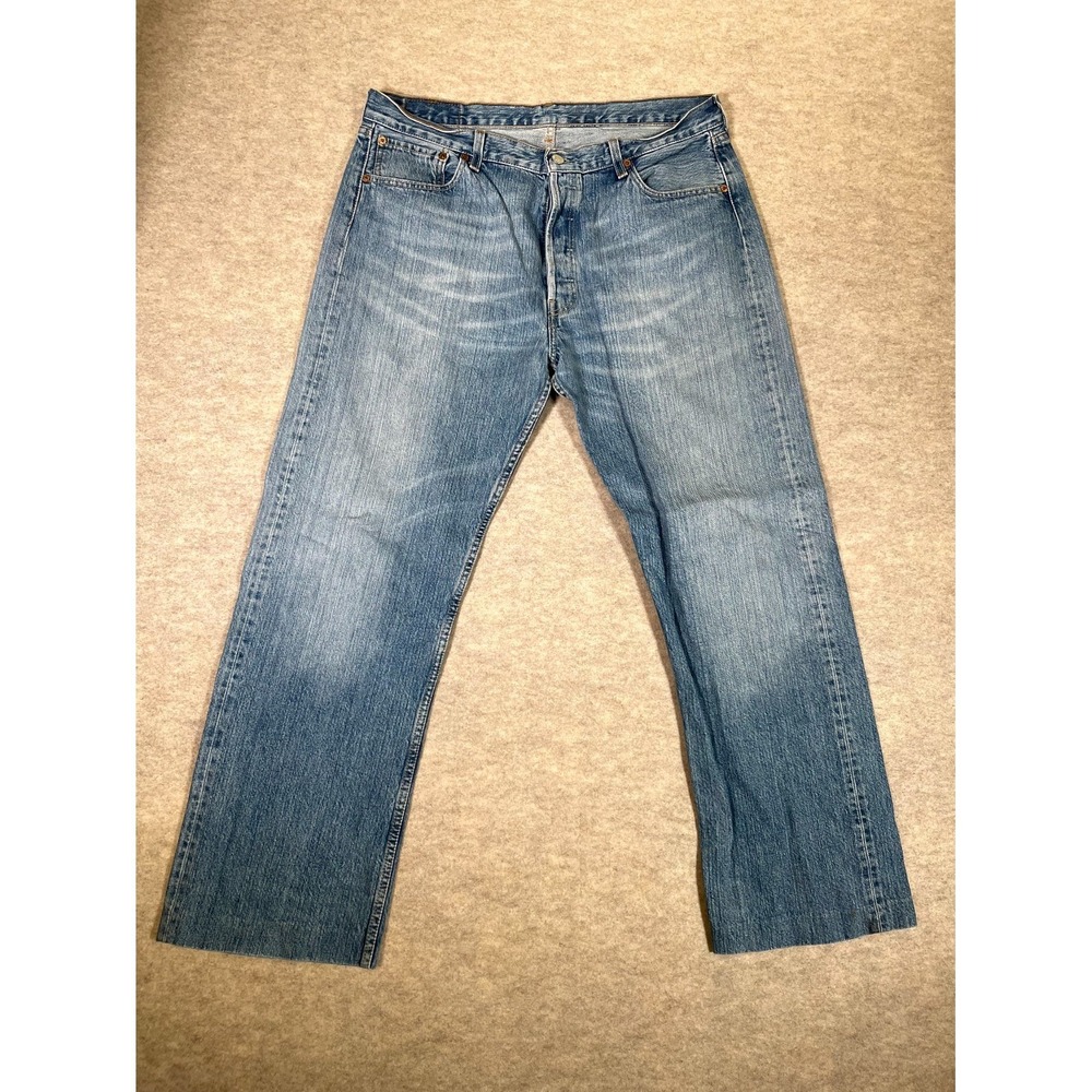 Levis 501 Original Fit Jeans Mens 36x36 Blue Straight Leg High Rise Denim Cotton